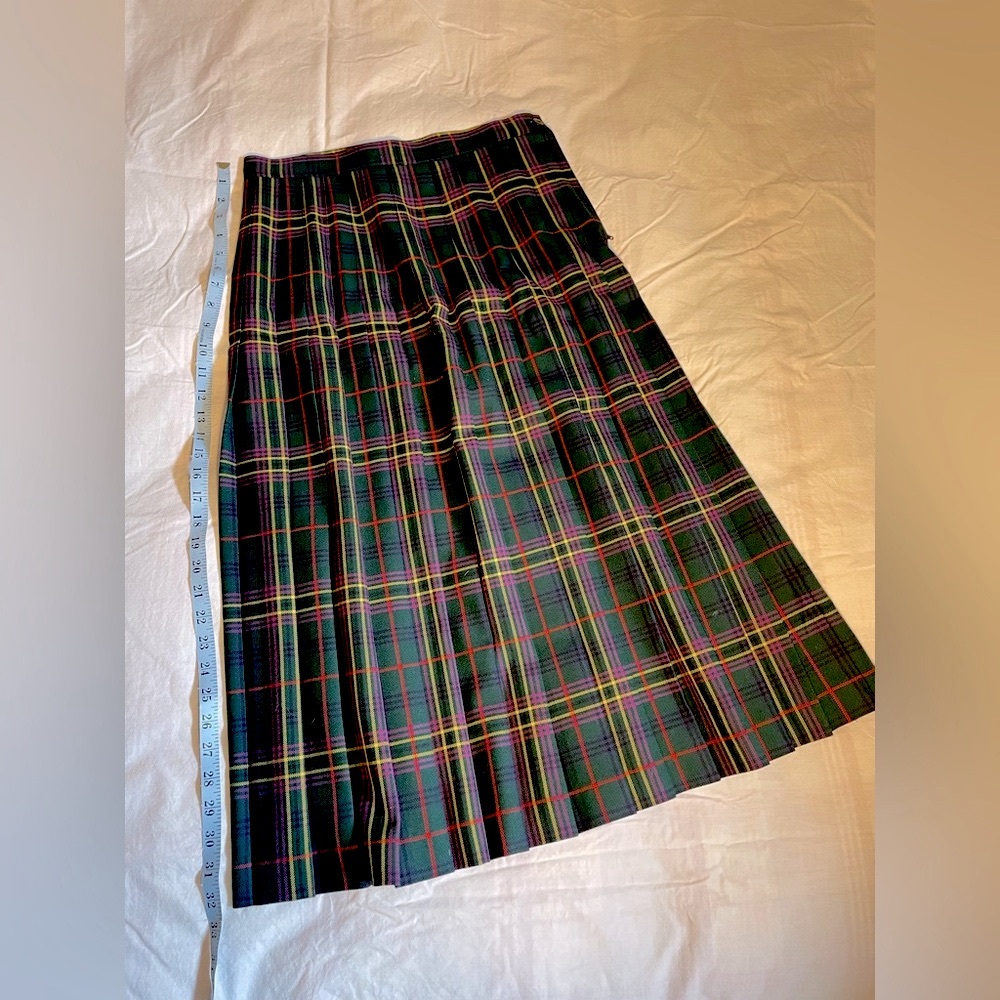 Gianni Tartan A-Line Skirt - Green and Pink - Picture 2 of 4